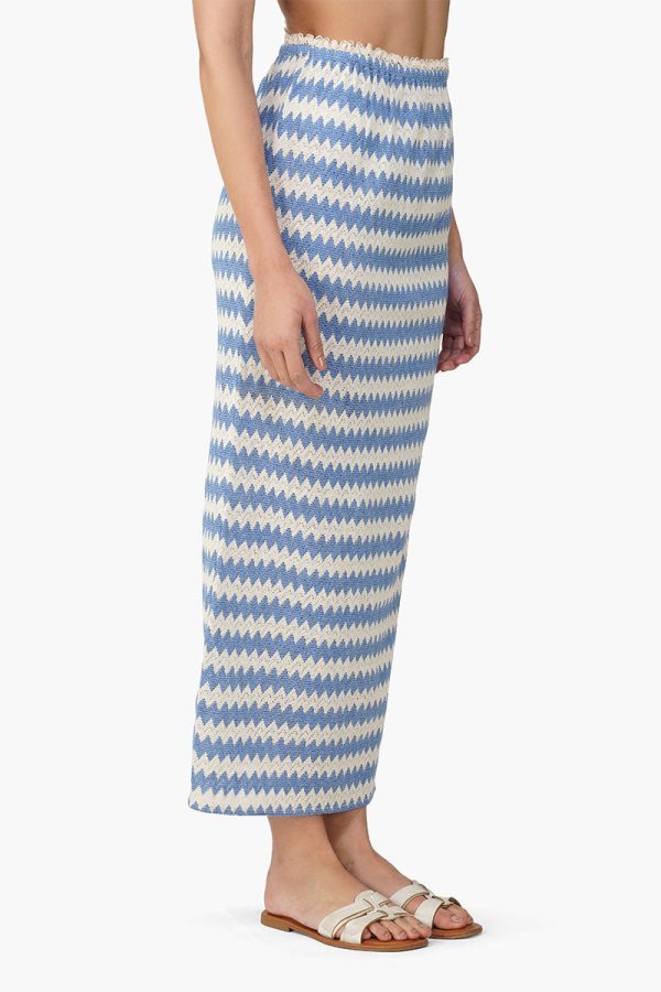 Blue Chevron Crochet Lace Fabric Skirt - Image 3