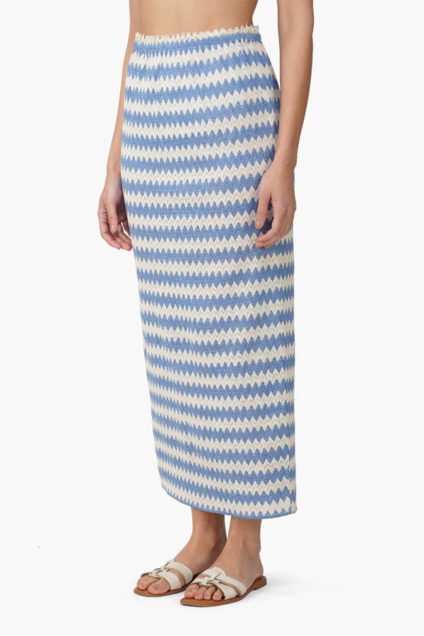 Blue Chevron Crochet Lace Fabric Skirt - Image 4