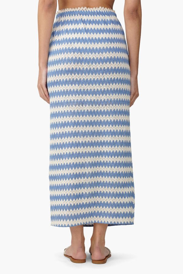 Blue Chevron Crochet Lace Fabric Skirt - Image 5
