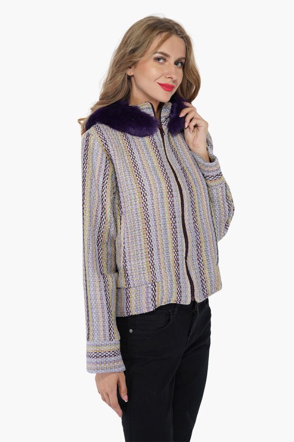 Purple Passion Faux Fur Bomber Jacket - Image 2
