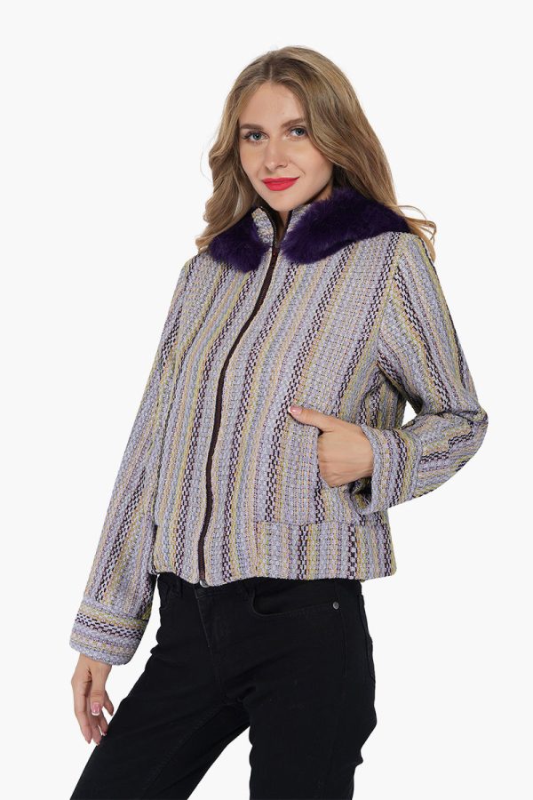 Purple Passion Faux Fur Bomber Jacket - Image 3