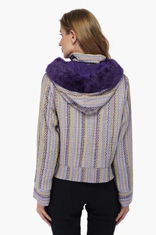 Purple Passion Faux Fur Bomber Jacket - Image 4
