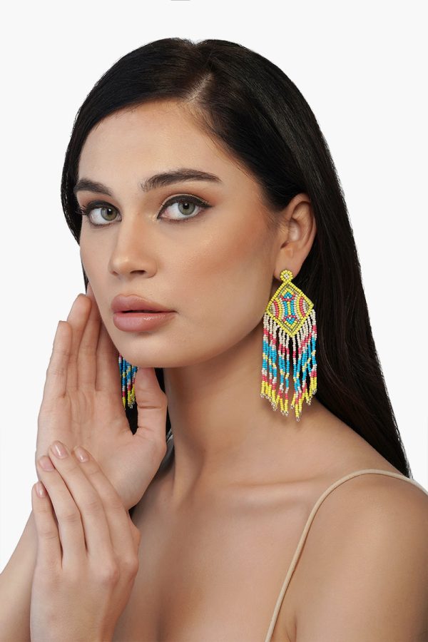 Neon Lights Beaded Earrings - Image 2
