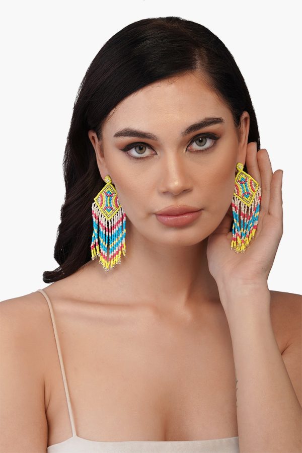 Neon Lights Beaded Earrings - Image 3