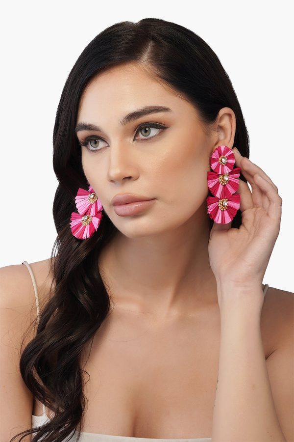 Pink Raffia Earrings - Image 3