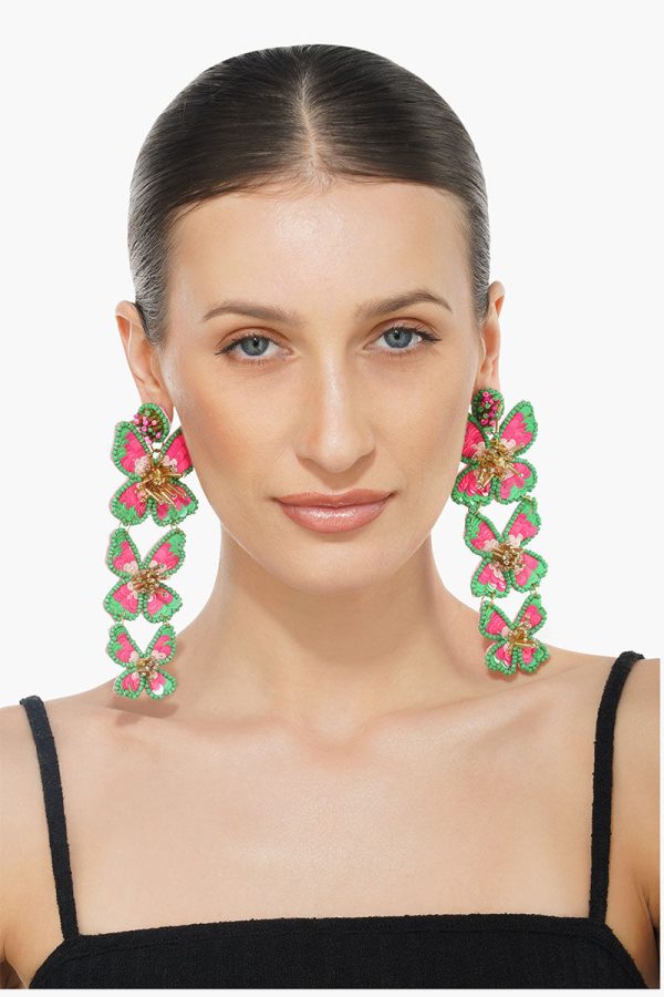 Pretty Pink Floral Earrings - Image 3
