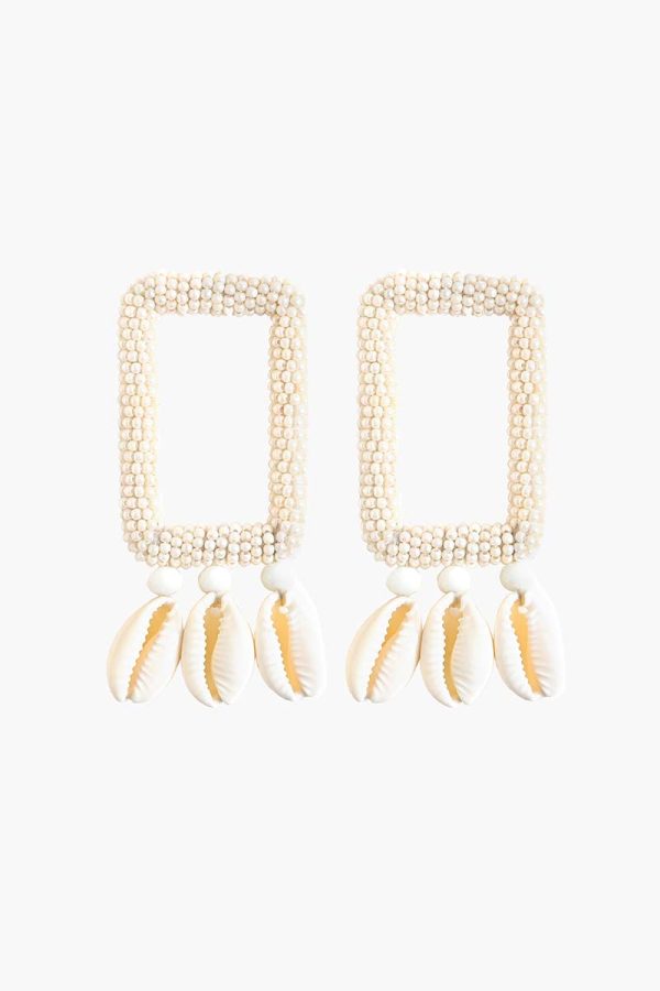 Pearl-Embellished Shell Earrings - Image 2