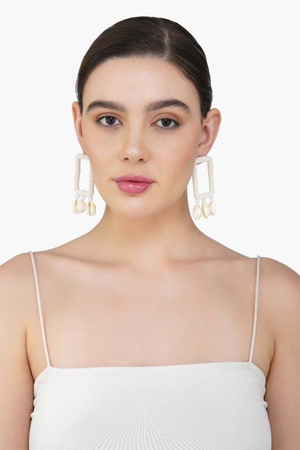 Pearl-Embellished Shell Earrings - Image 3