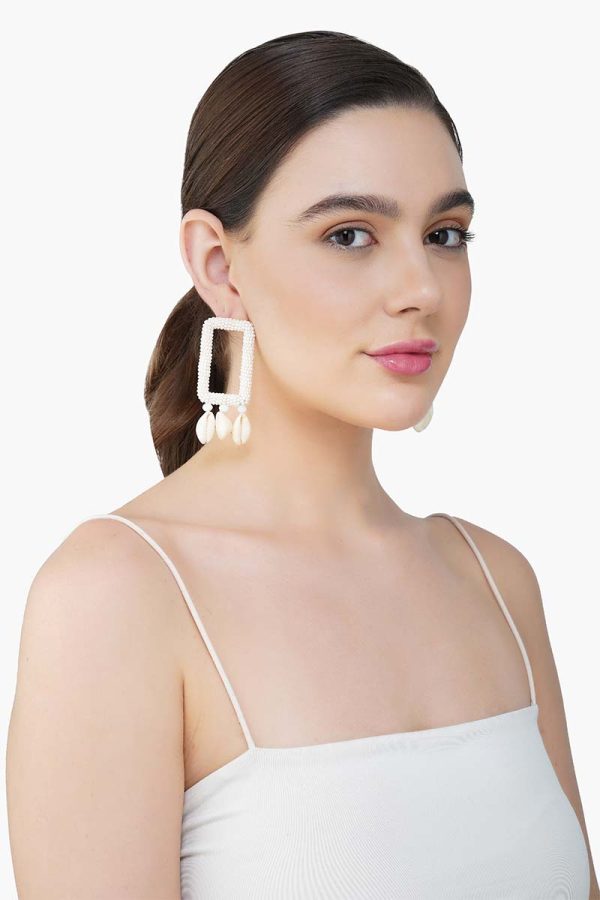 Pearl-Embellished Shell Earrings - Image 4
