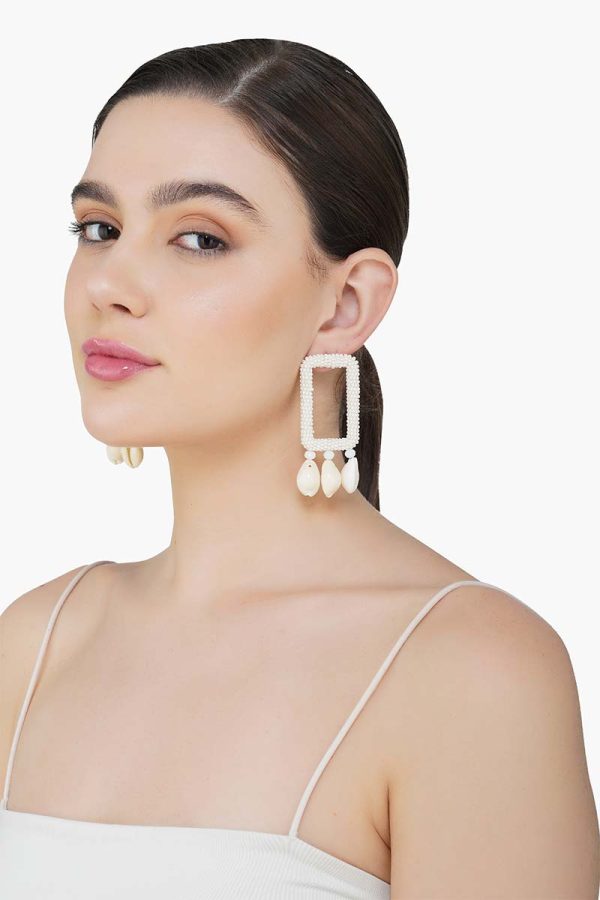 Pearl-Embellished Shell Earrings - Image 5