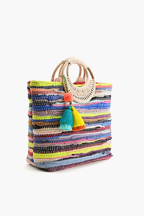 Rainbow Handwoven Tote With Tassel - Image 3