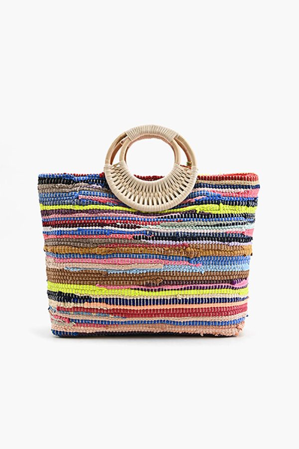Rainbow Handwoven Tote With Tassel - Image 4