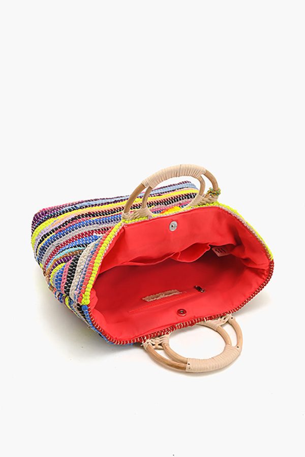 Rainbow Handwoven Tote With Tassel - Image 5