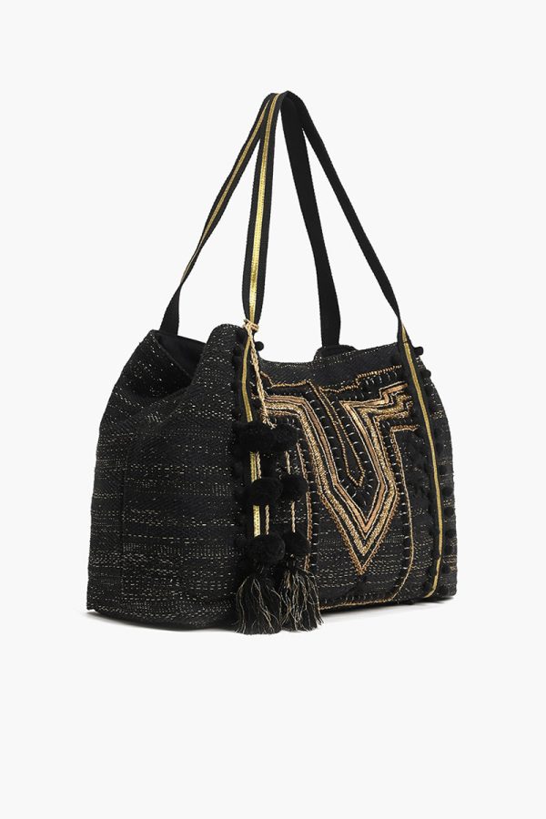 Luxe Love Tote - Hand Beaded Large Black Tote For Women - Image 3