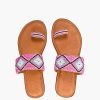 Fuchsia Aztec Beaded Toe Sandals